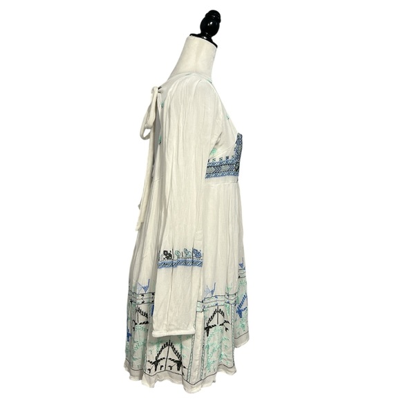 FREE PEOPLE Rhiannon Embroidered Tie Back Babydoll Mini Dress - Picture 4 of 15